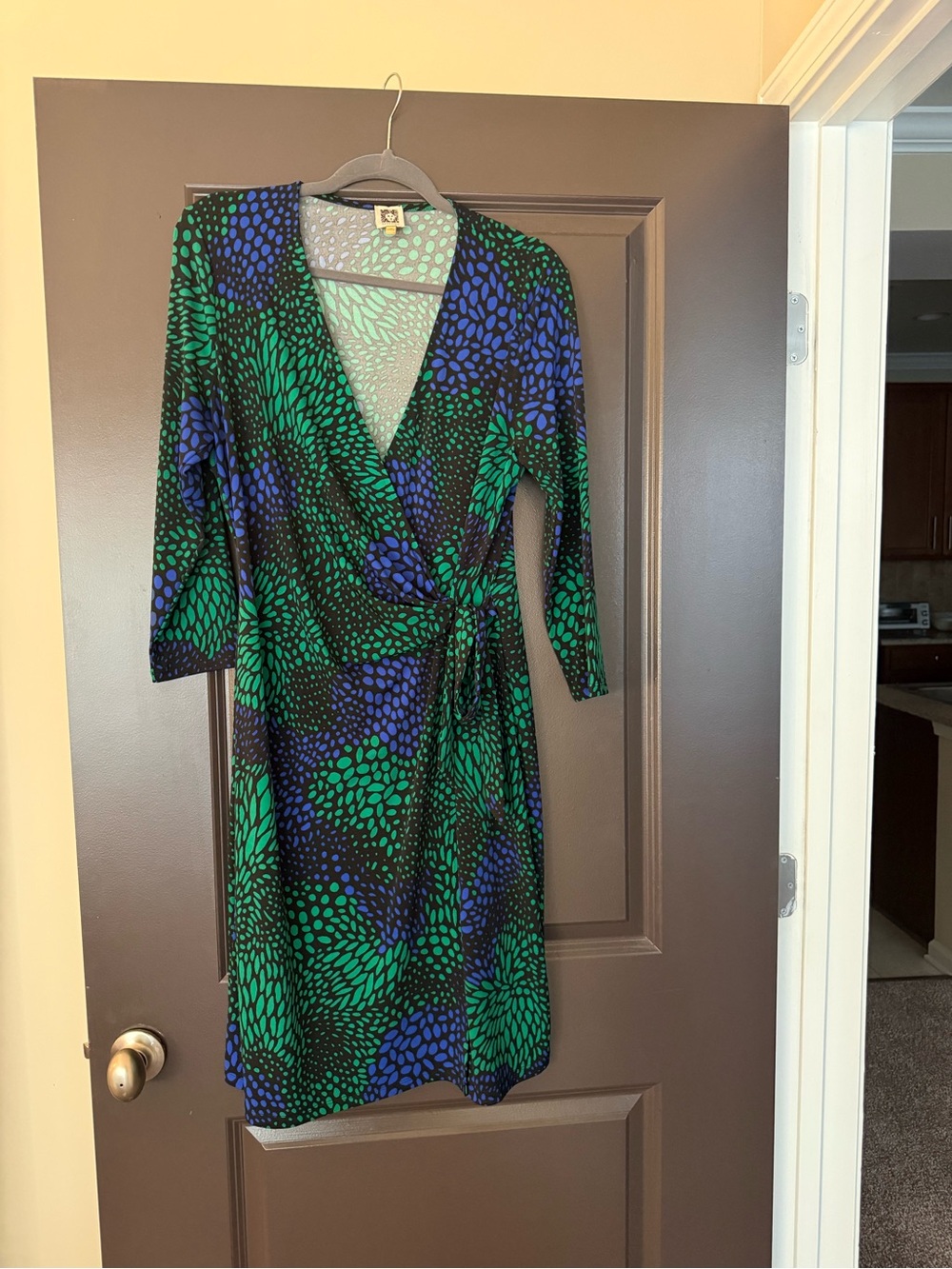 Anne Klein Green & Blue Printed Wrap Dress